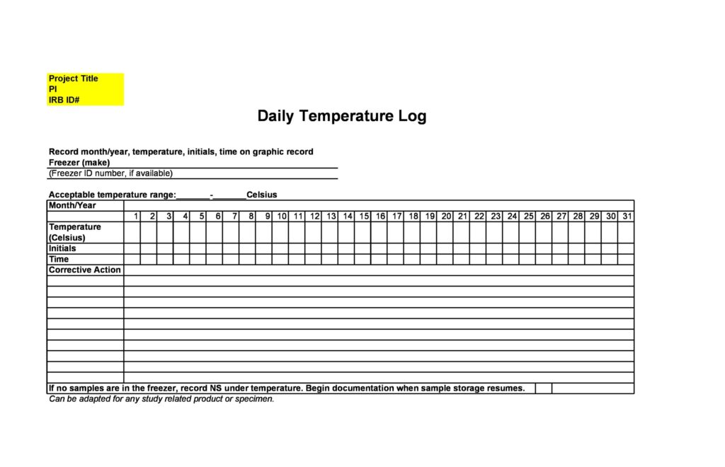temperature log sheet temperature log sheet
