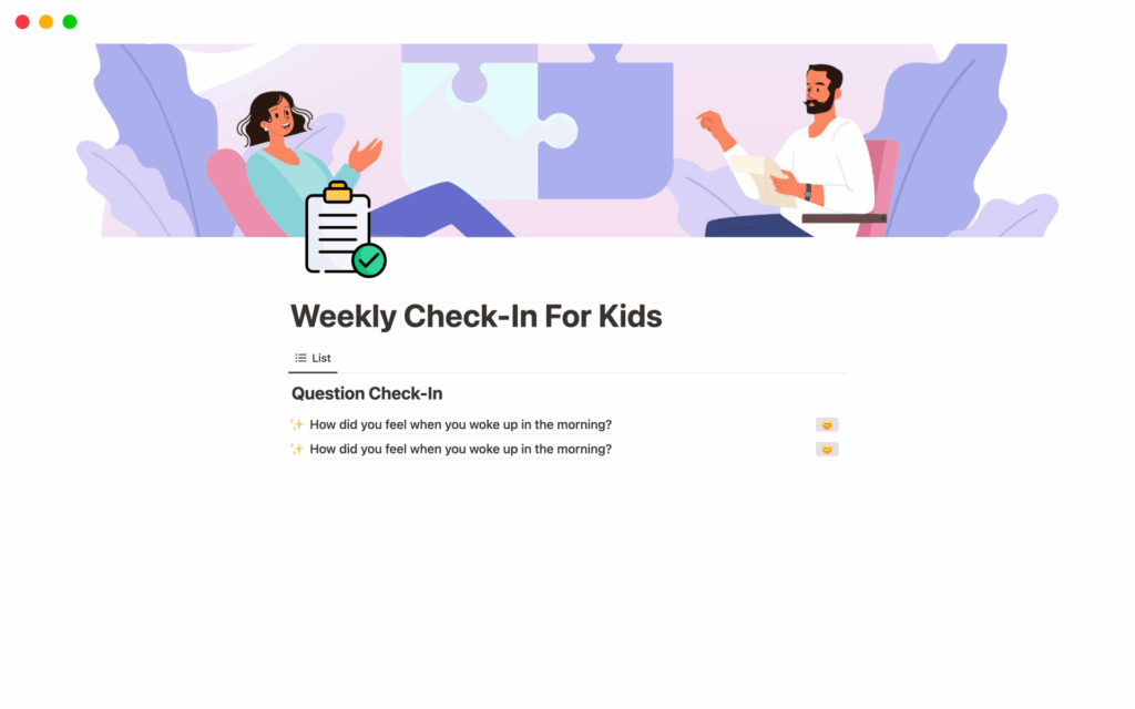 Template For Check For Kids - weekly check in for kids