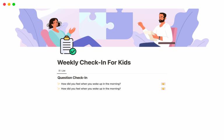 Template For Check For Kids - weekly check in for kids