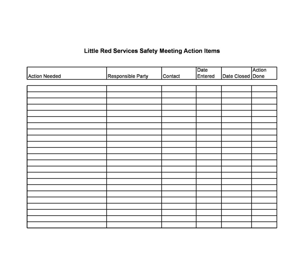 Template For List Of Items – action item templates Template For List Of Items - action item templates