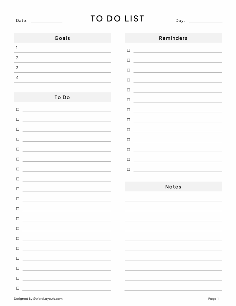 Template For To Do List Squares - to do