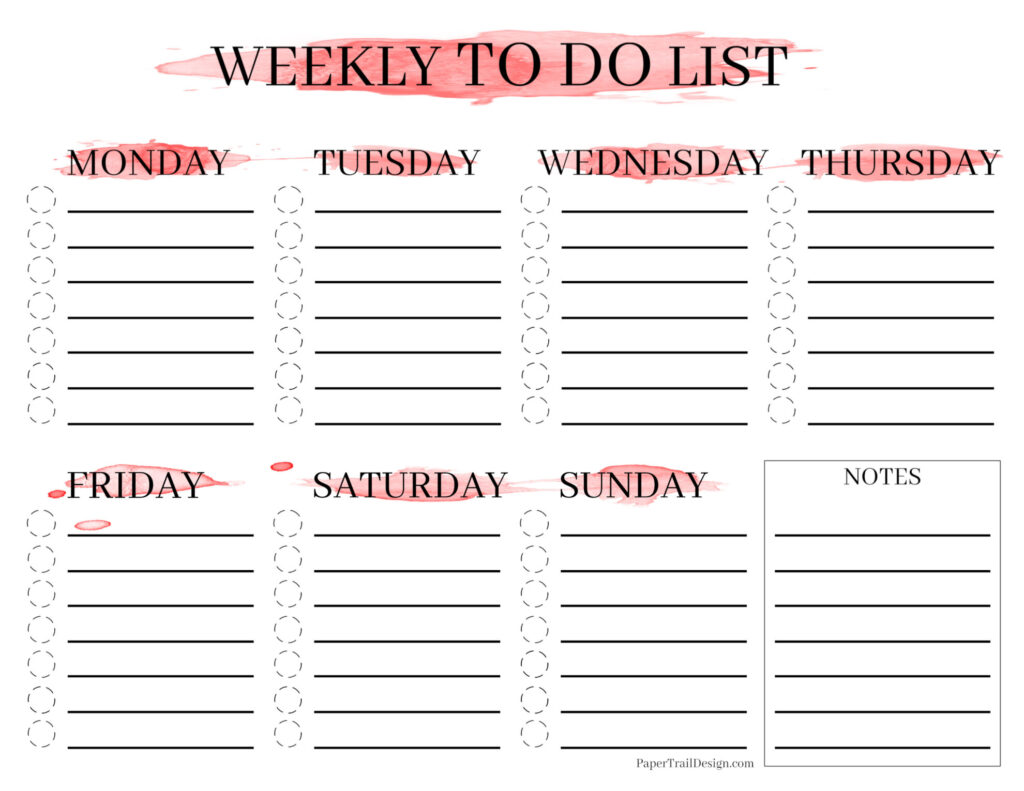 Templates For To Do Lists - weekly to do list template