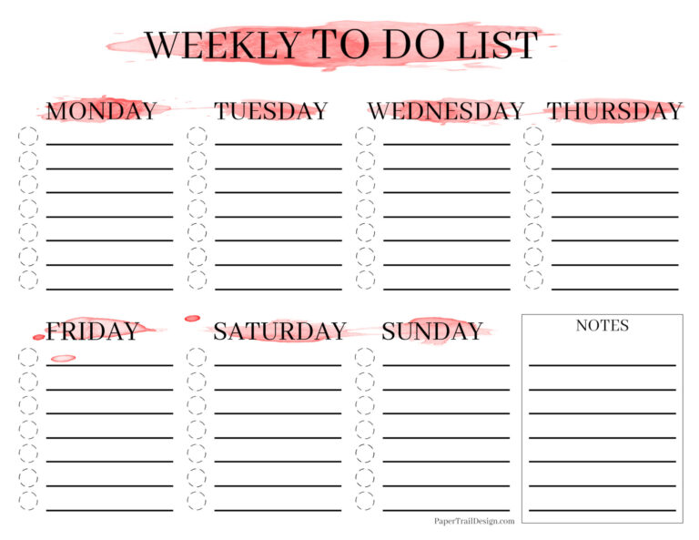 Templates For To Do Lists - weekly to do list template