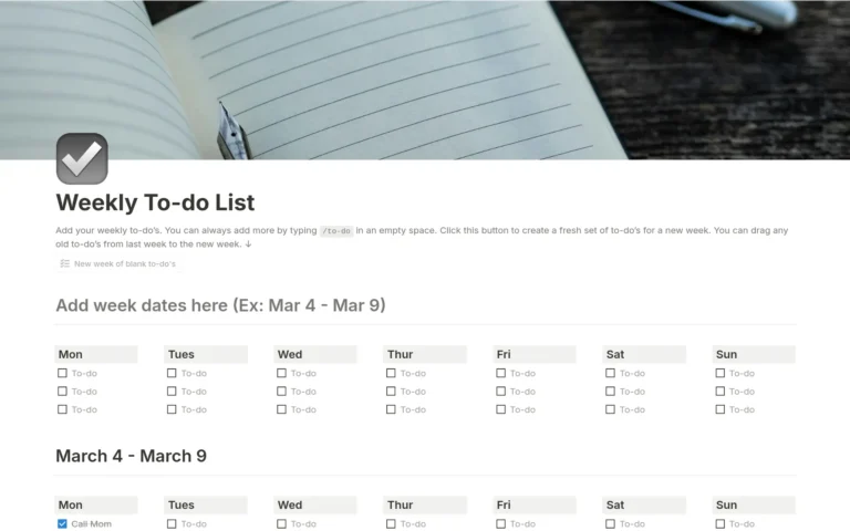 Templet For To Do List - weekly to do list