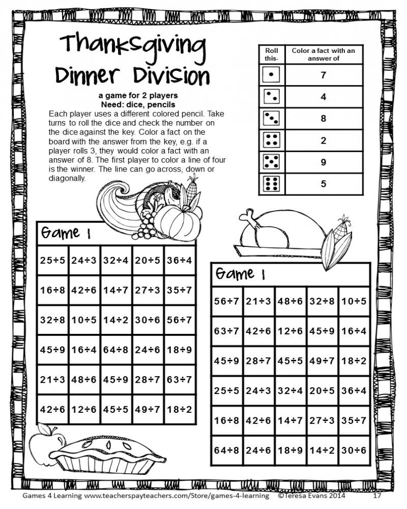 Thanksgiving Worksheets For 5th Graders - Free Printable Thanksgiving Math Worksheets For 5th Grade – Math ...