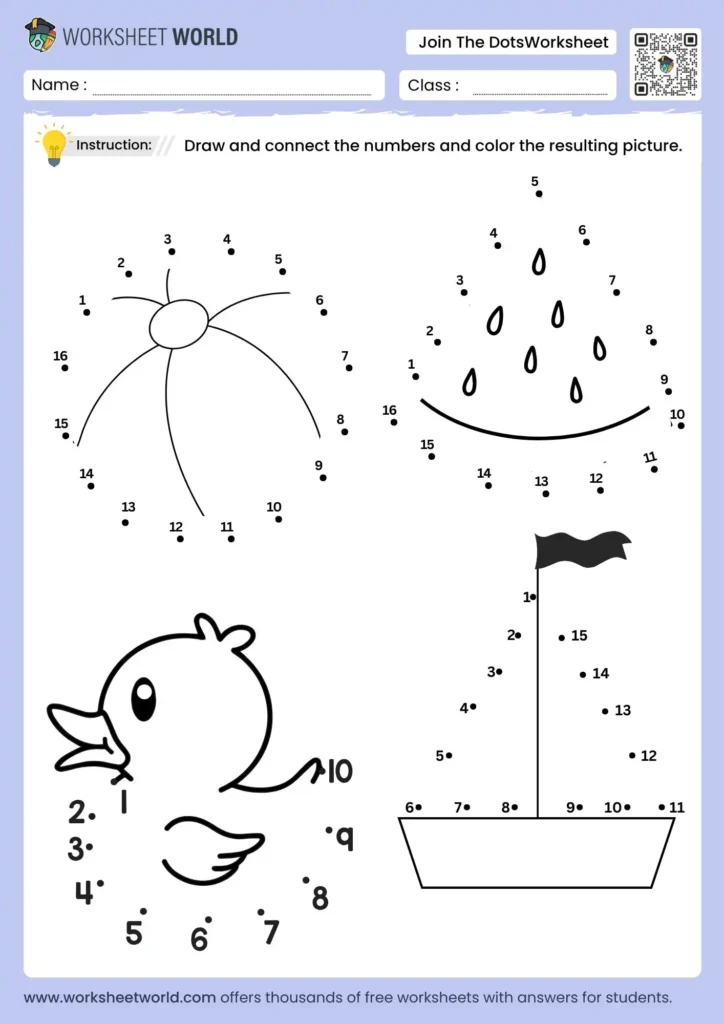 The Dot Activities Free Printable – Join the Dots Worksheet Engaging join the dots worksheet featuring a sun, raindrop, duck, and boat for The Dot Activities Free Printable