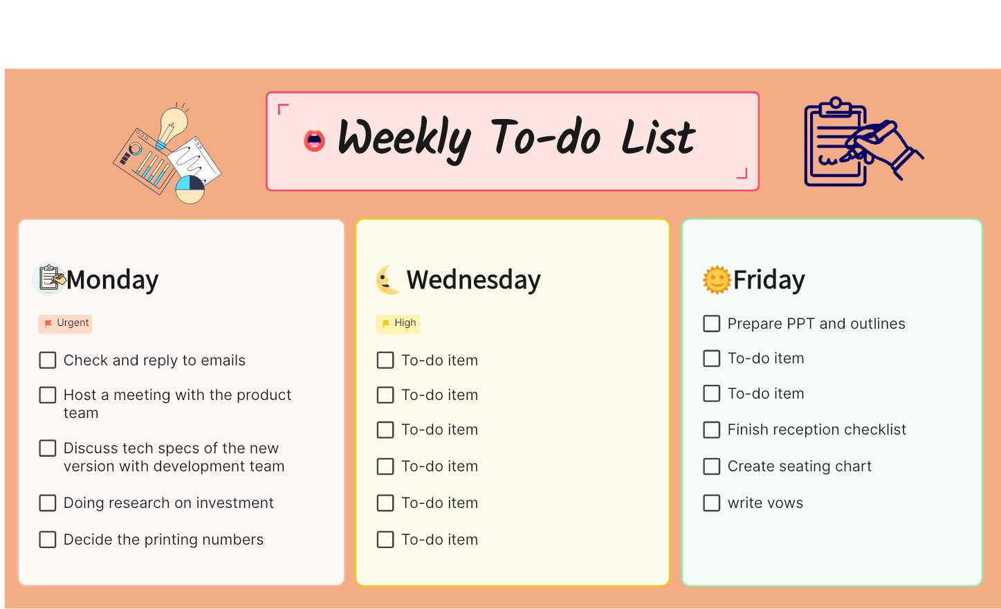 Things To Do List Checklist - weekly to do list