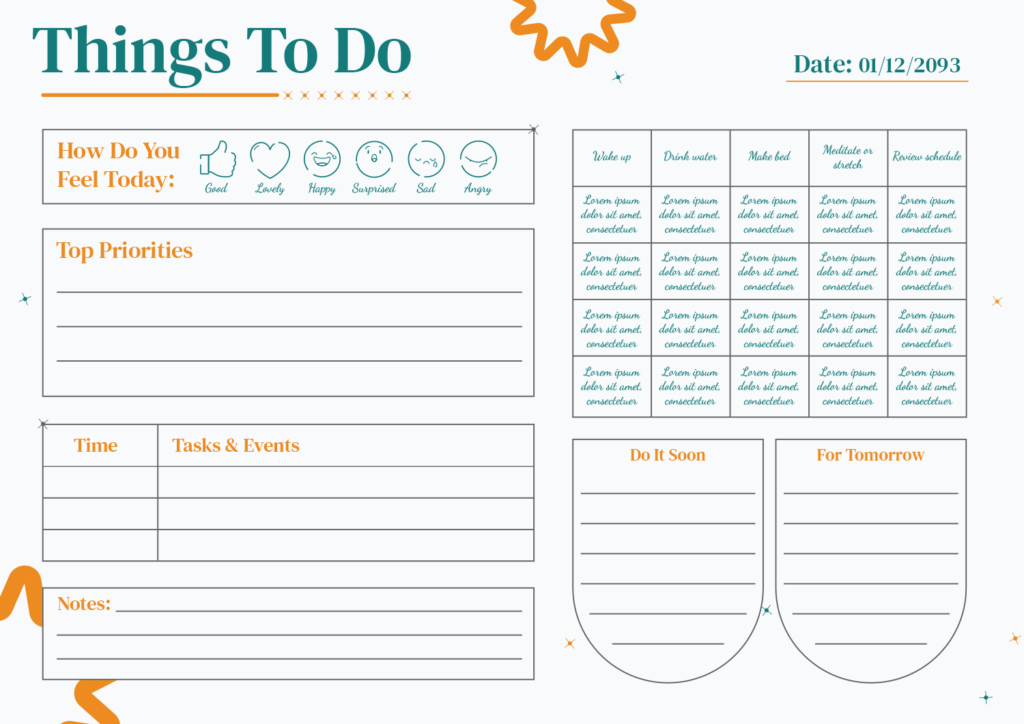 things to do list template and planner
