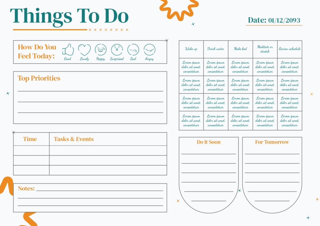 things to do list template and planner