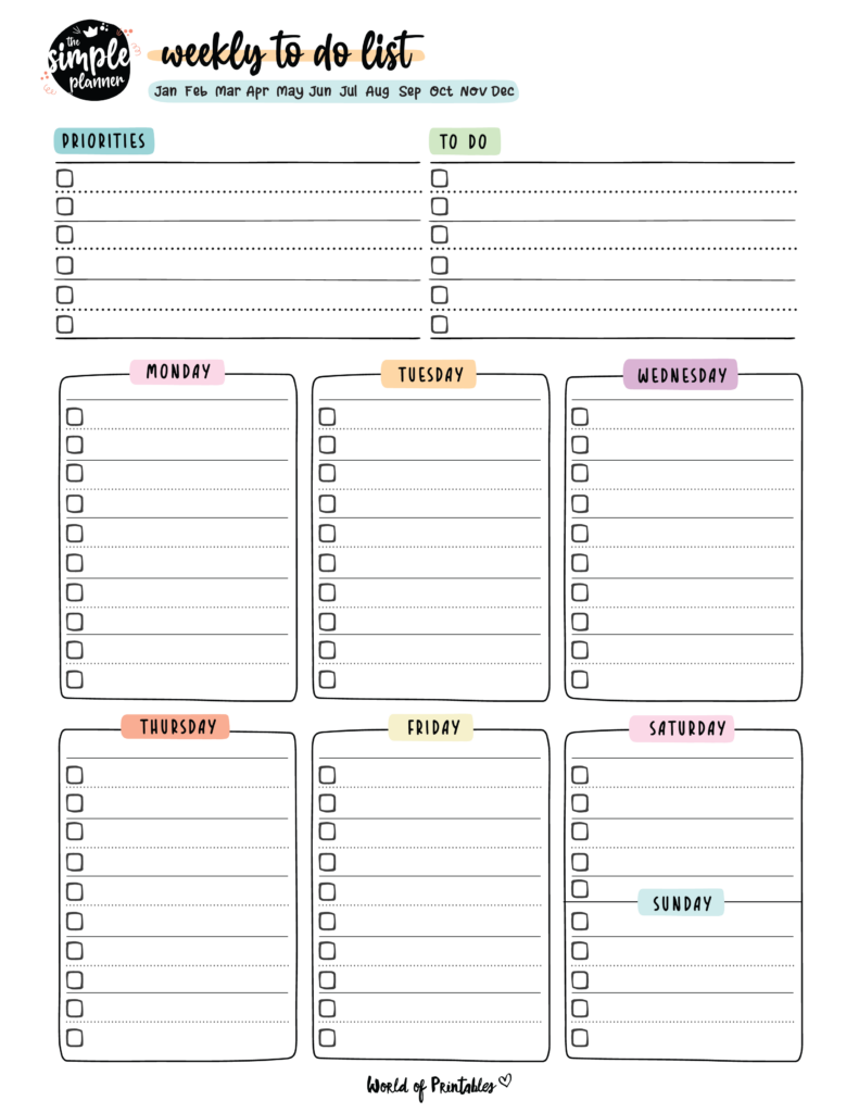 Things To Do Today List Template - weekly to do list template