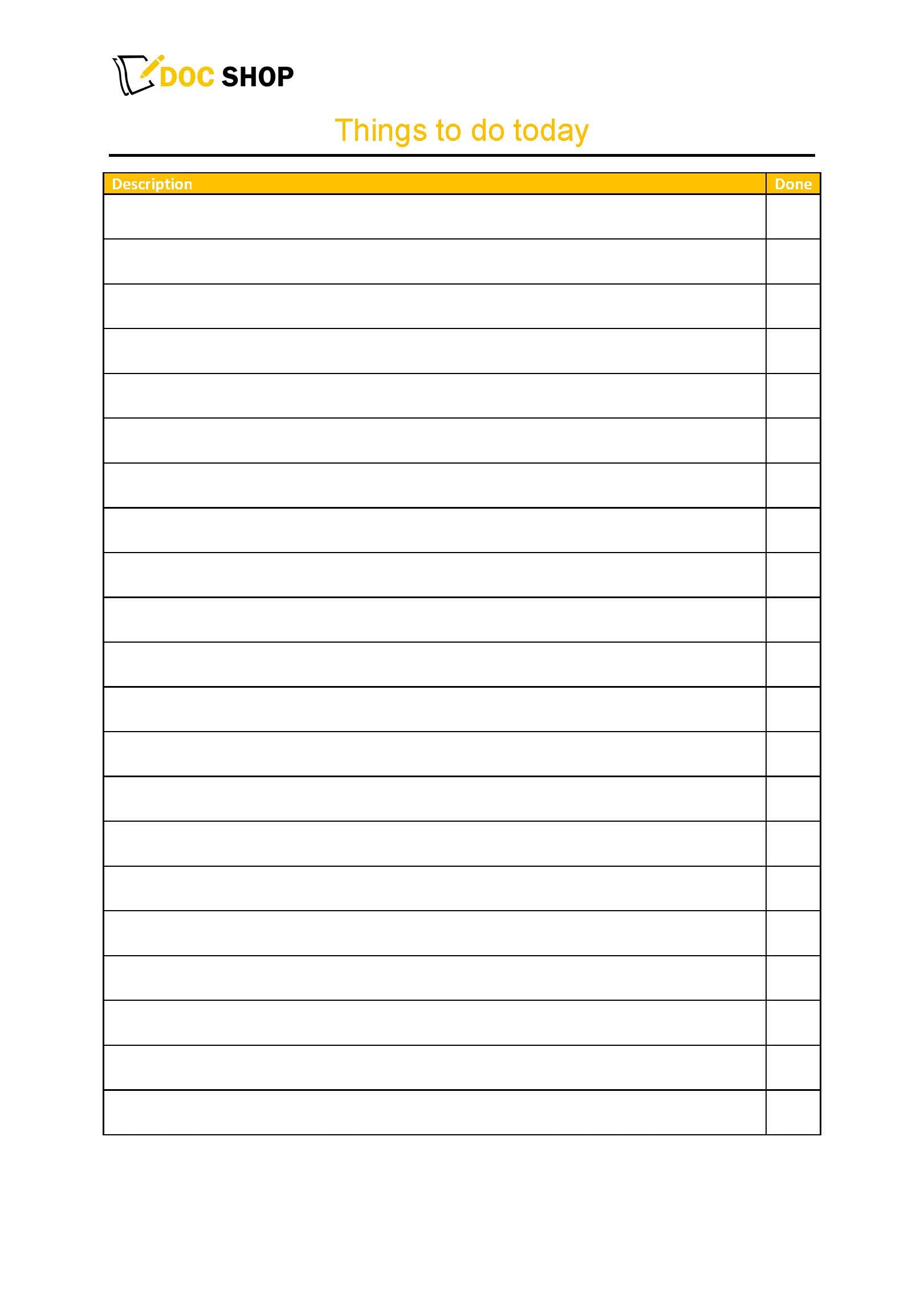 Things To Do Today Template Word - things to do today list