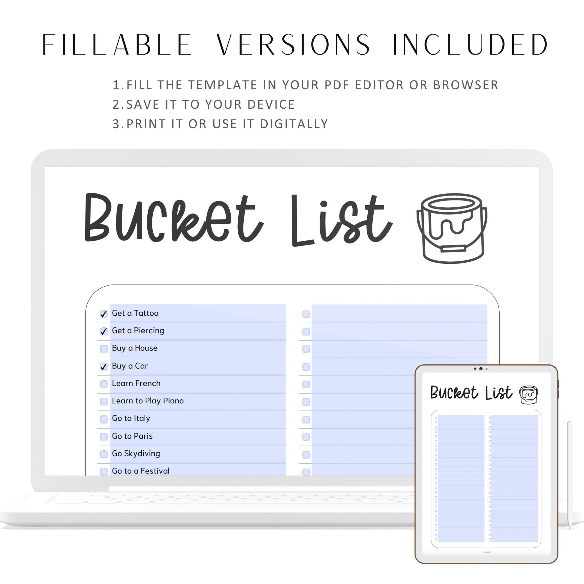 Things To Get List Template - bucket list template printable