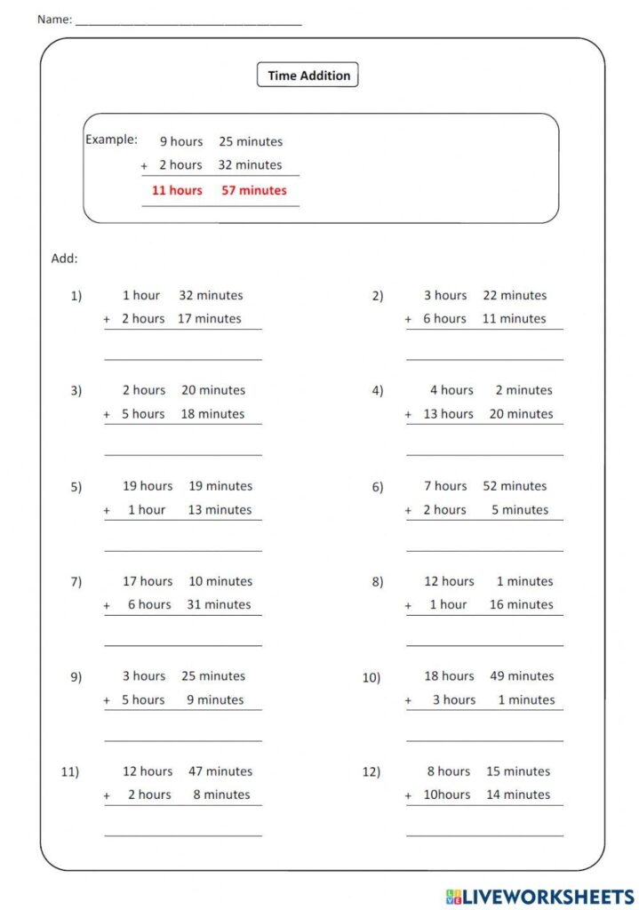 Time To Tile Add Worksheets – Time Addition interactive worksheet | Live Worksheets Time To Tile Add Worksheets - Time Addition interactive worksheet | Live Worksheets