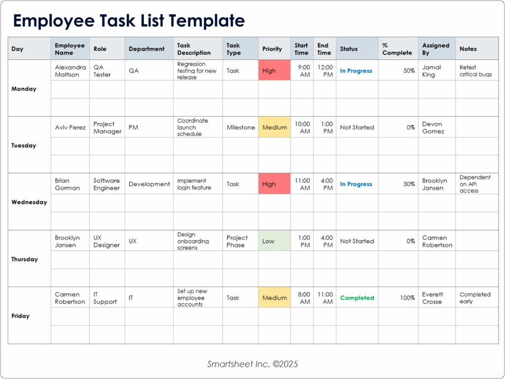 To Do List Chart Template - 15 free task list templates