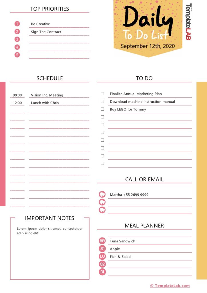 to do list checklist templates