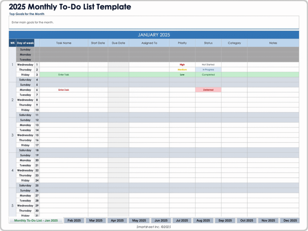 To Do List Monthly Template - best to do list excel templates