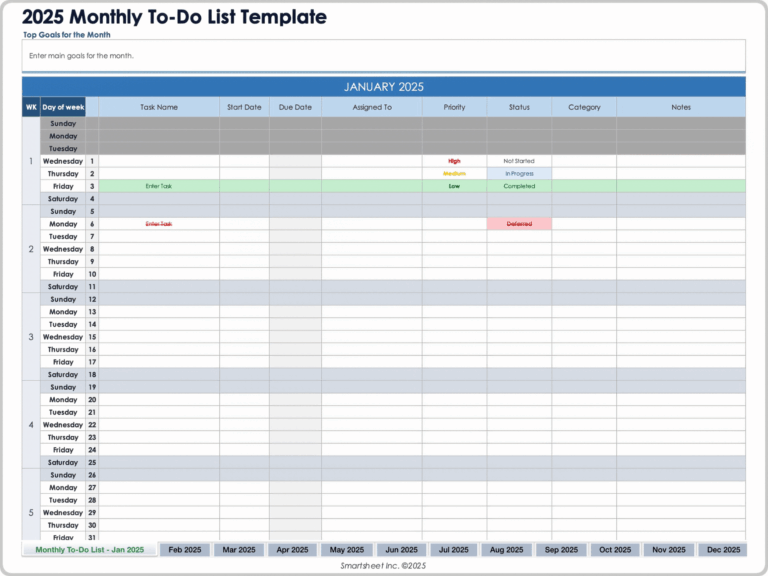 To Do List Monthly Template - best to do list excel templates