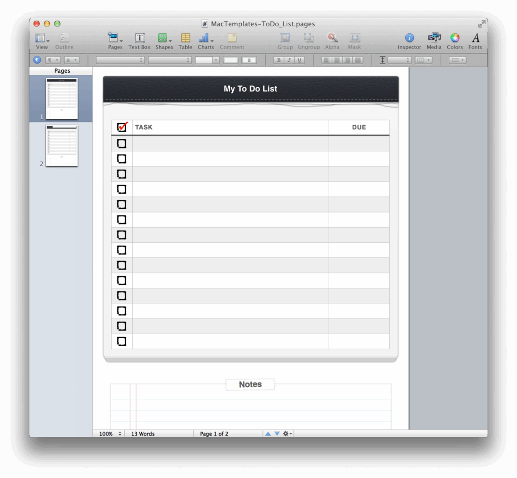 To Do List Pages Template - to do list template