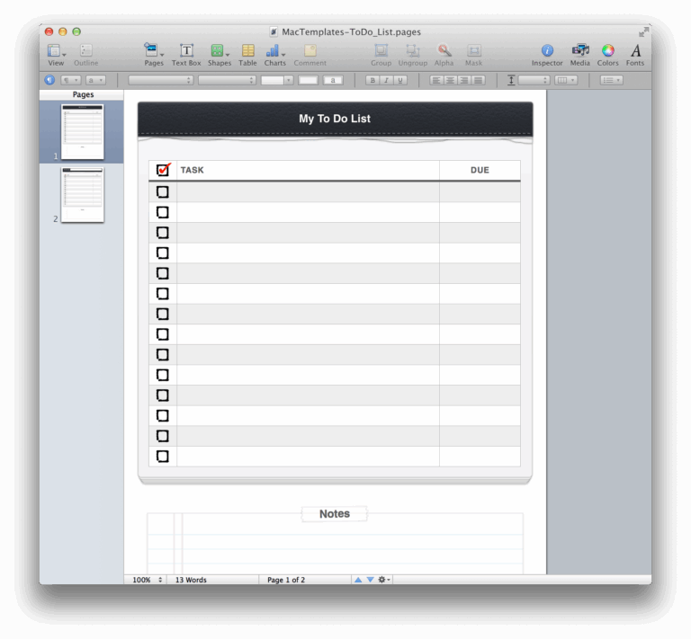 To Do List Pages Template - to do list template
