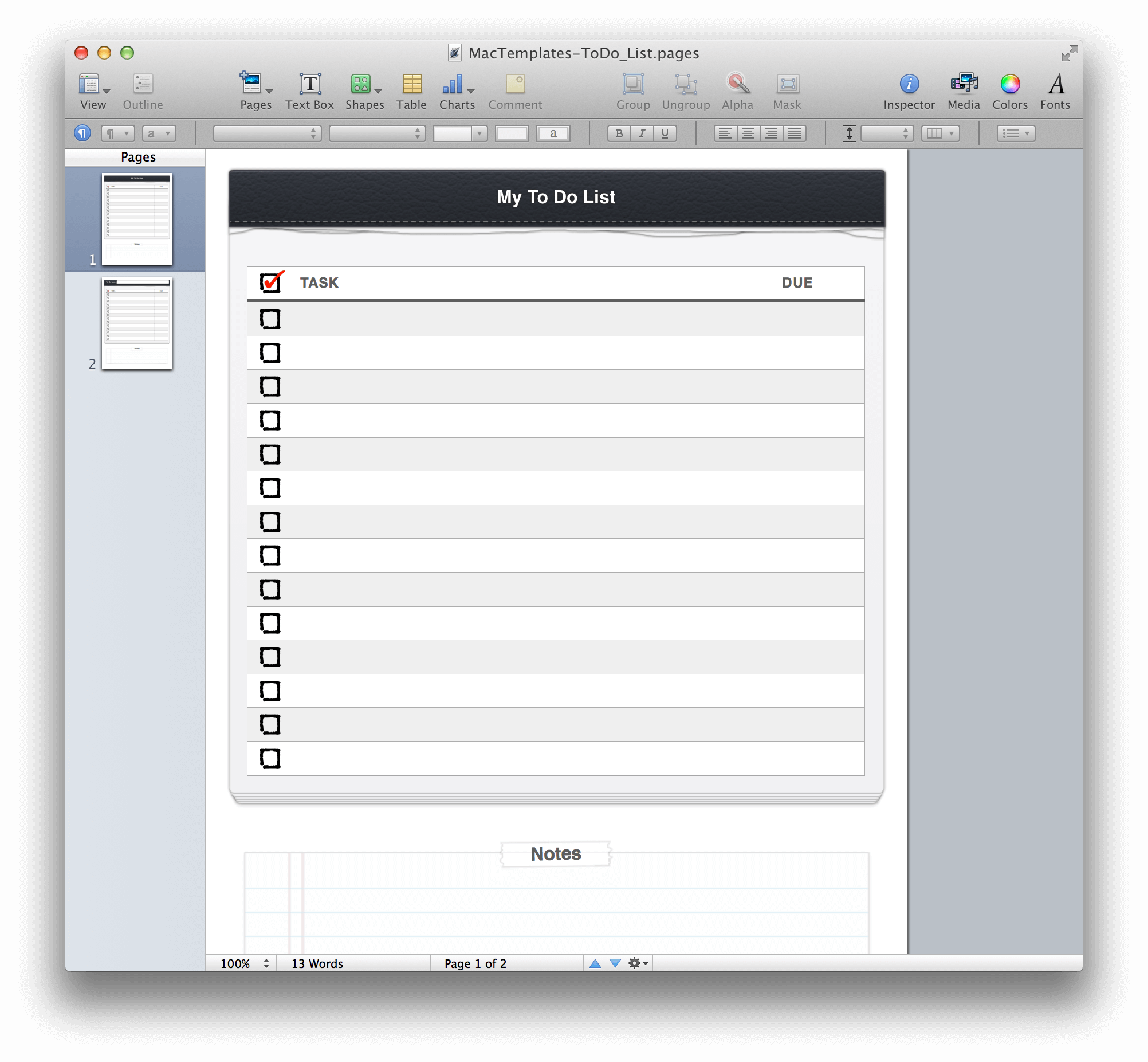 To Do List Pages Template - to do list template