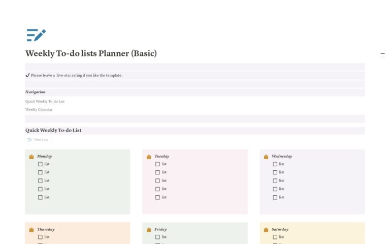 To Do List Planner Template - weeklytodolistsplanner
