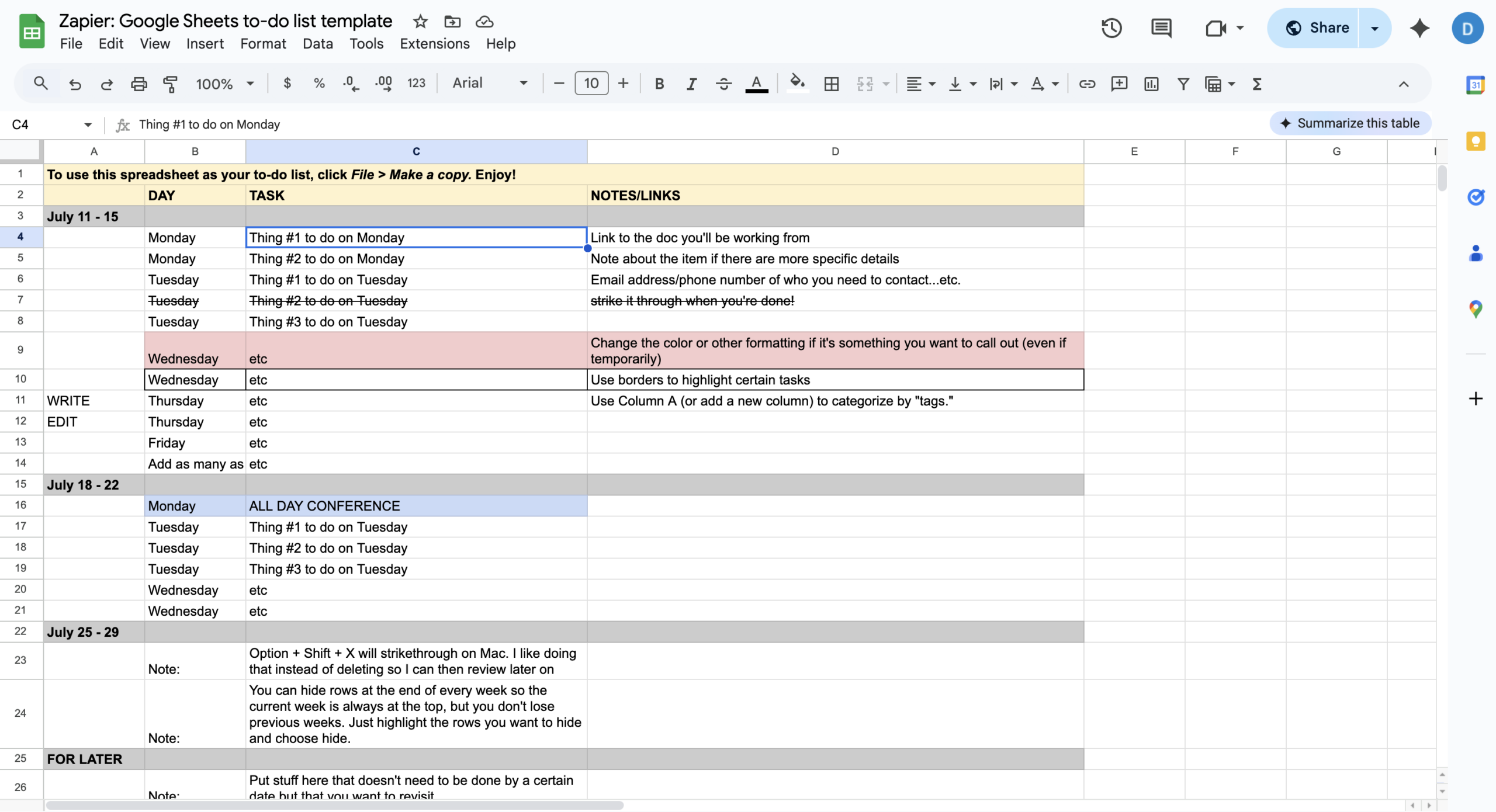 To Do List Sheets Template - google sheets to do list