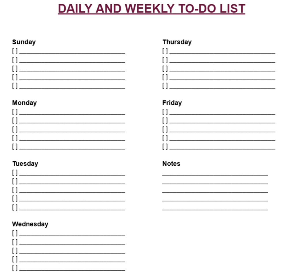 to do list template