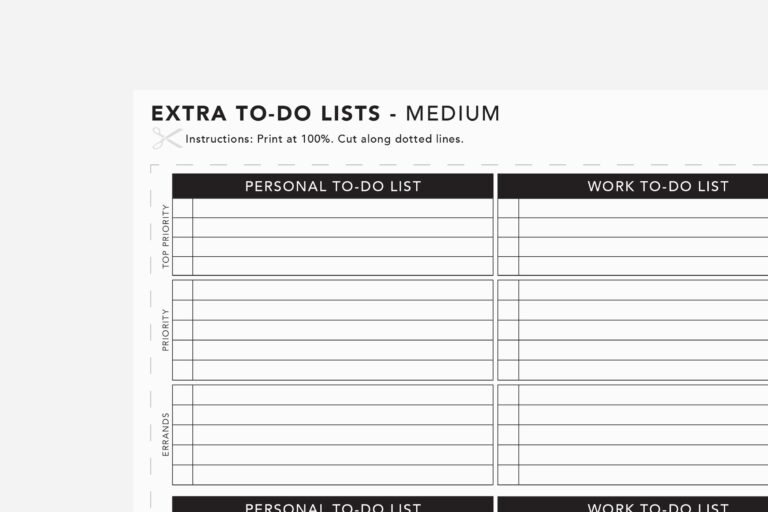 To Do List Template Black And White - extra to do list