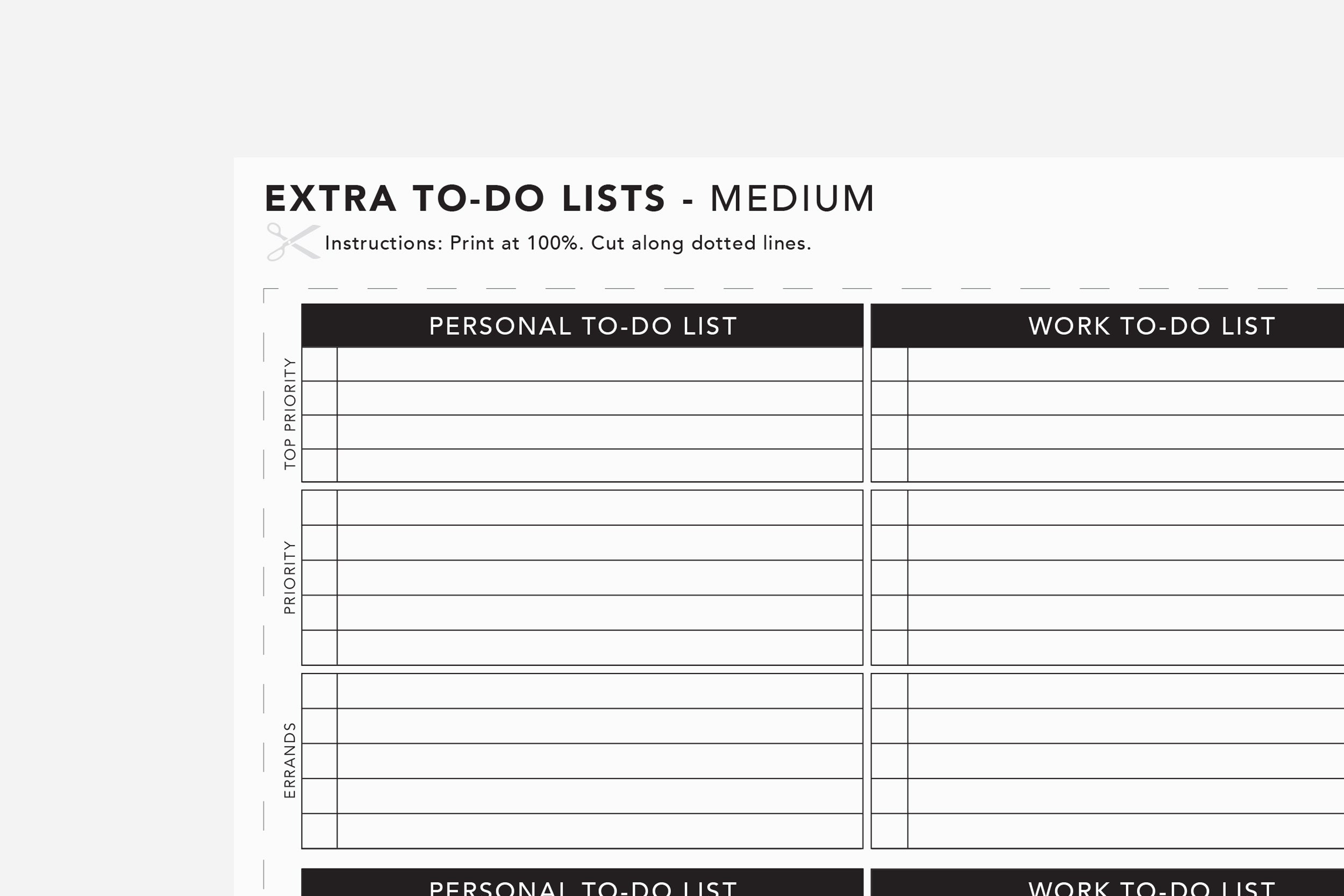 To Do List Template Black And White - extra to do list