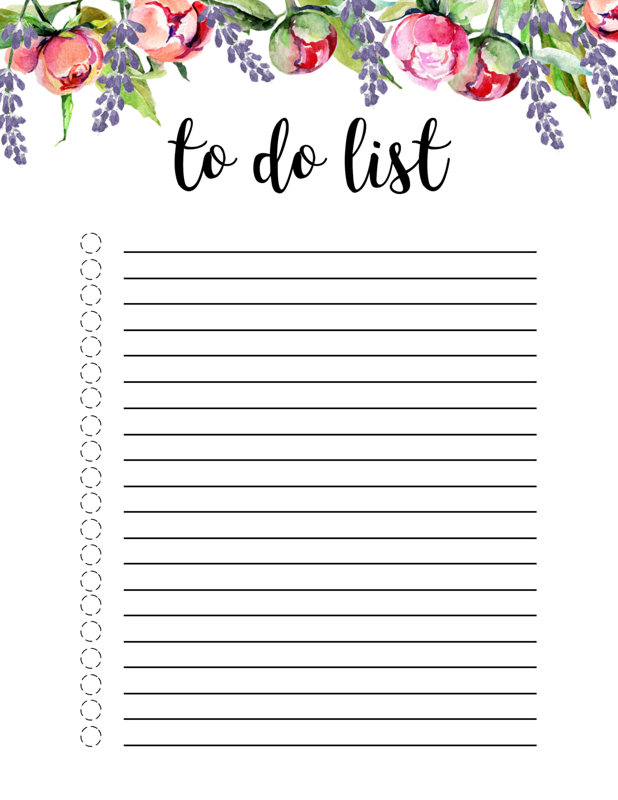 To Do List Template Cute - floral to do list printable template