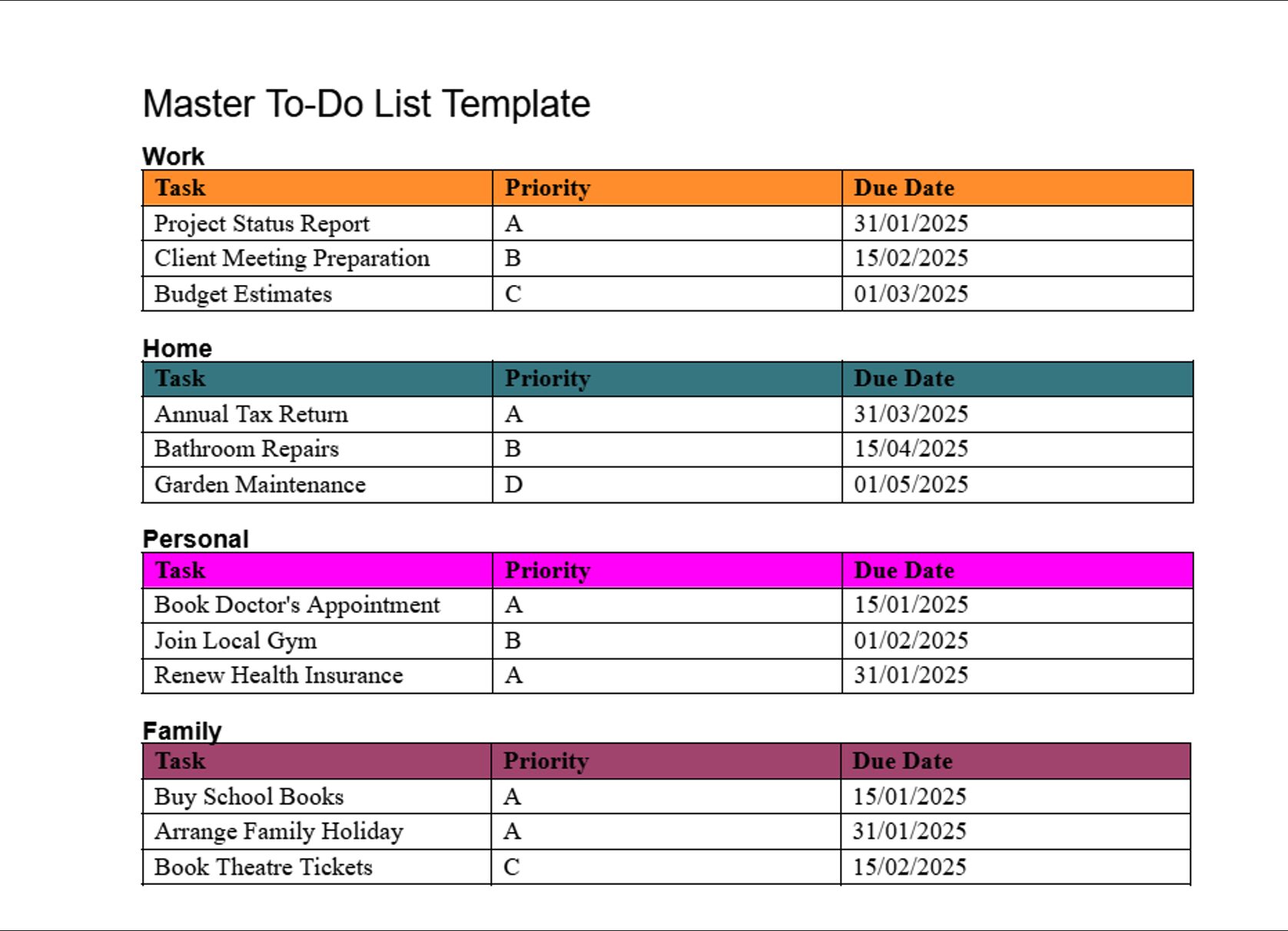 To Do List Template Doc - to do list template