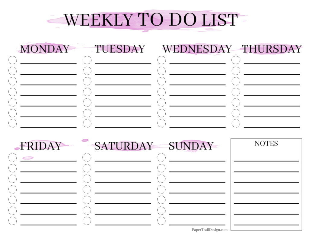 To Do List Template Pink - weekly to do list template
