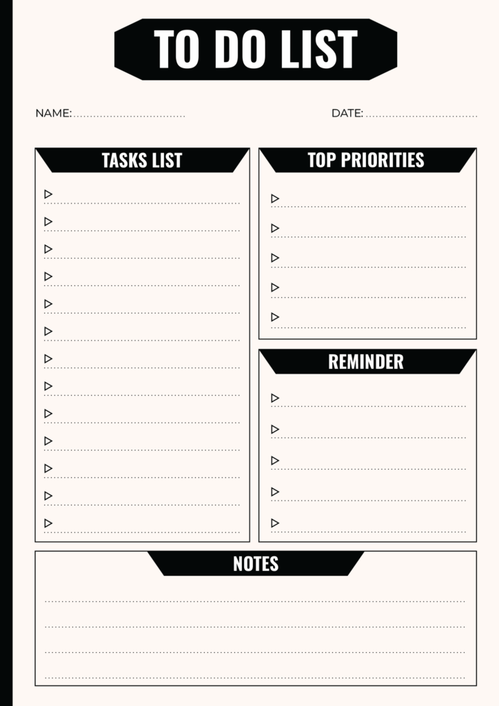 To Do List Template Powerpoint - black and beige simple to do list template