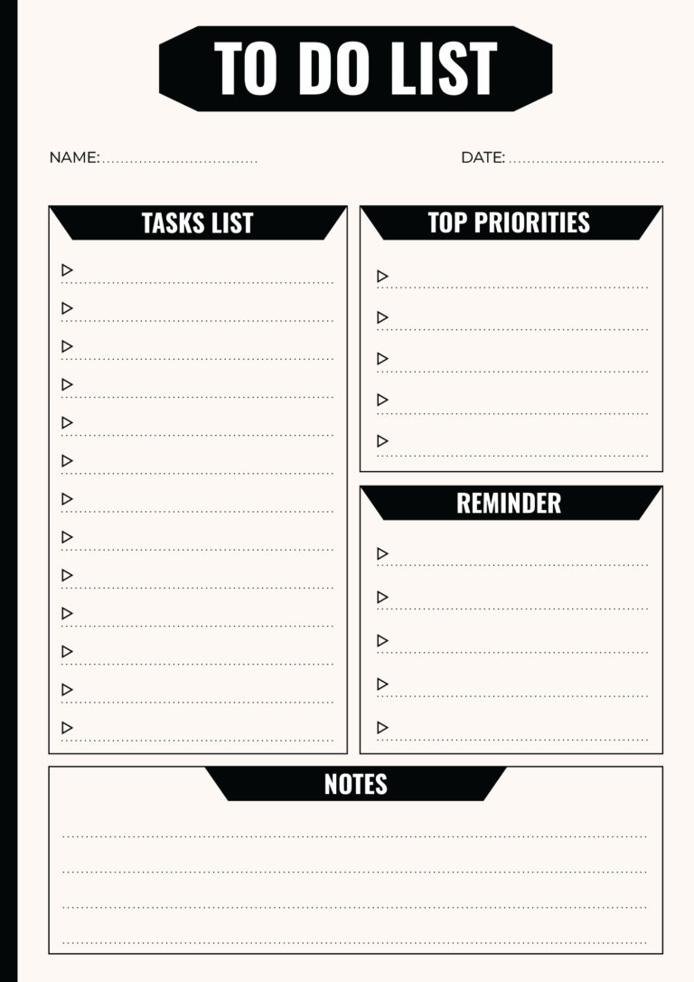 To Do List Template Powerpoint - black and beige simple to do list template