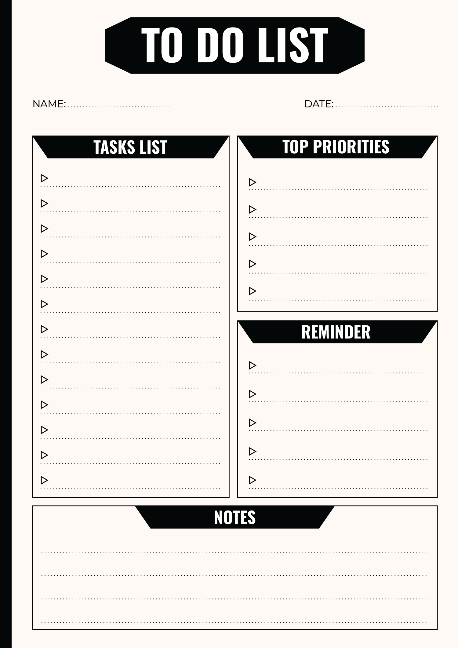 To Do List Template Powerpoint - black and beige simple to do list template