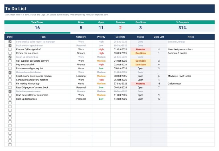 To Do List Template Sheets - to do list template in google sheets