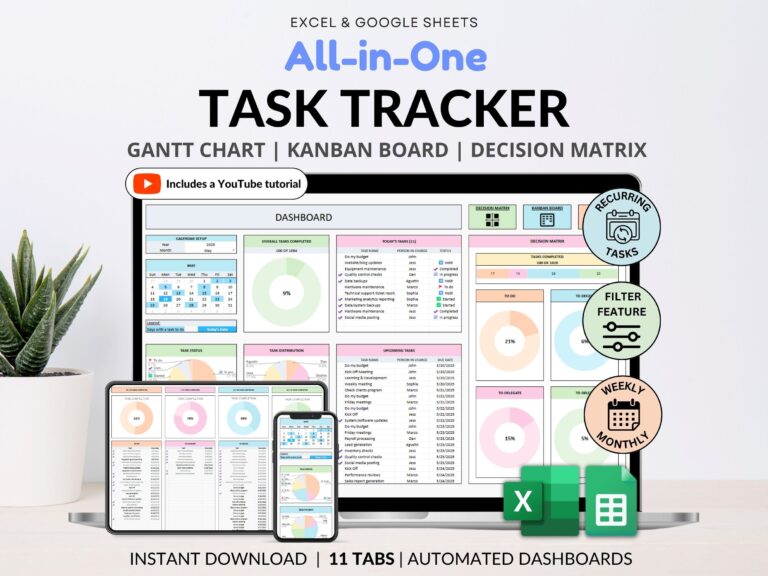 To Do List Template Spreadsheet - all in one task tracker spreadsheet