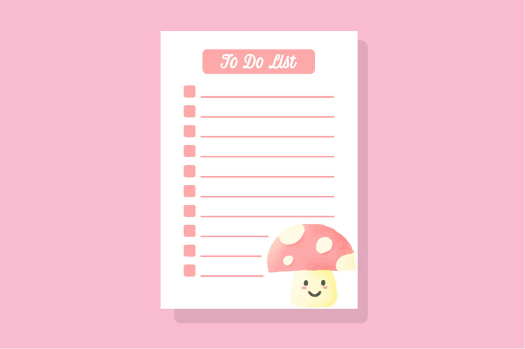 to do list template with cute mushroom