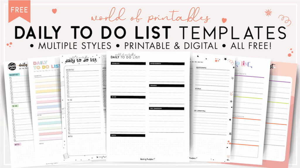 To Do List Template With Time - free printable daily to do list template