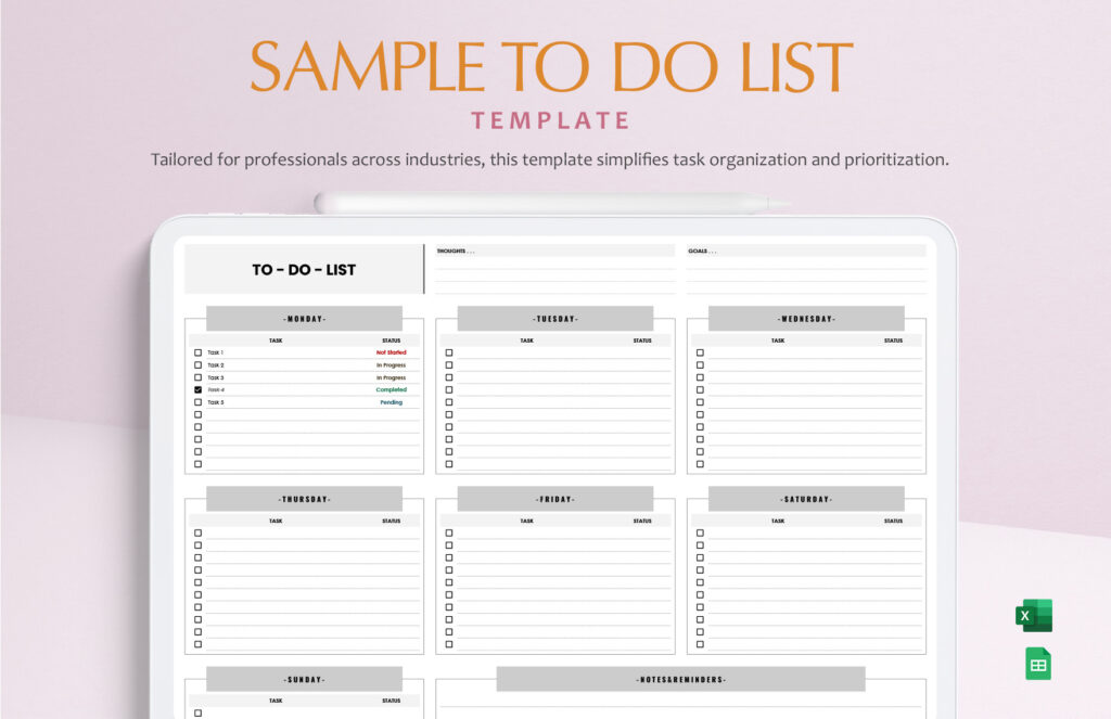 To Do List Templates Free - to do list