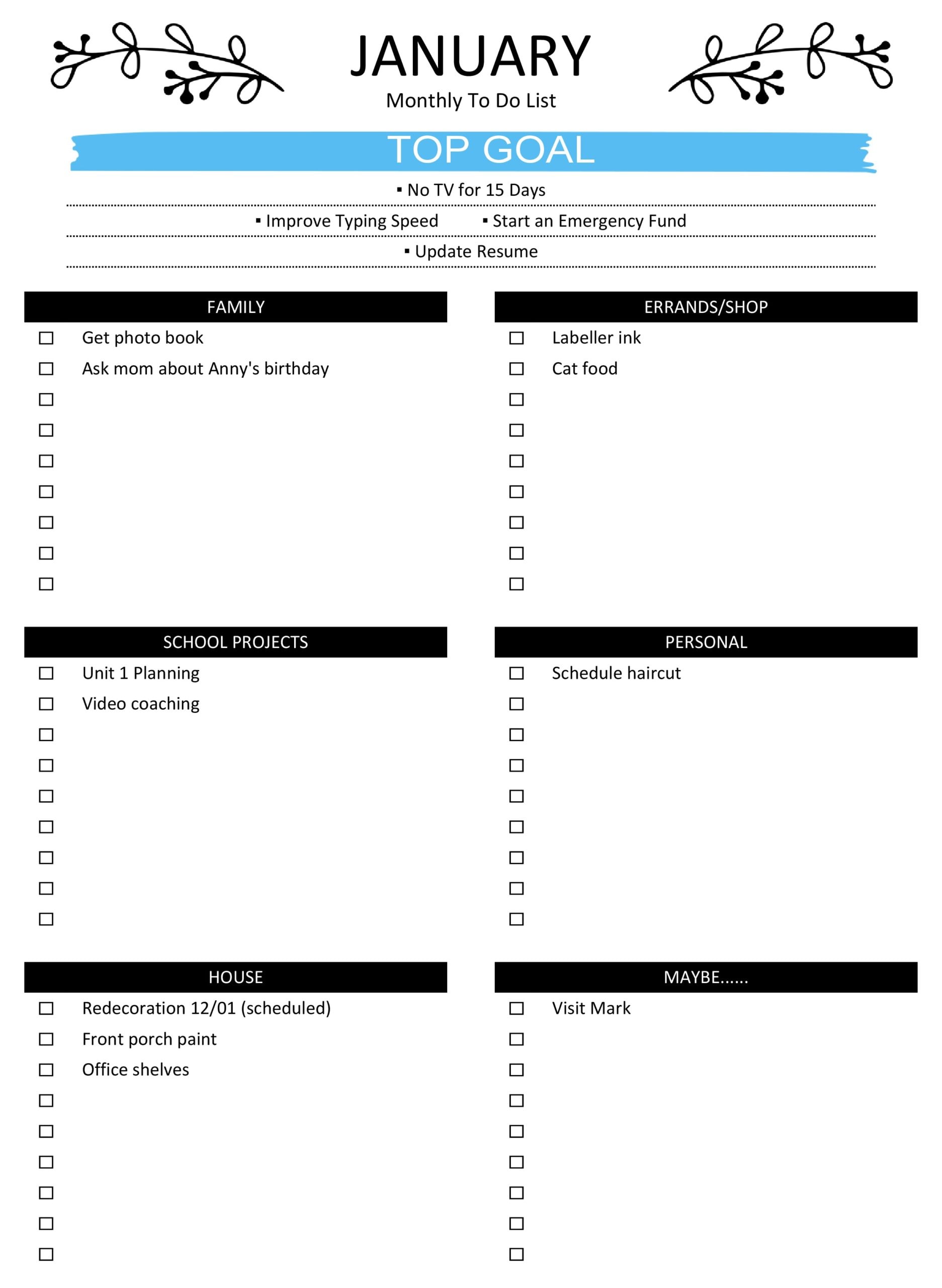 To Do List Word Doc - to do list