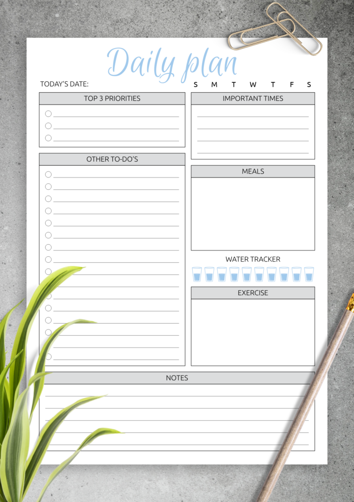 Today's To Do List Template - daily plan printable do list important times