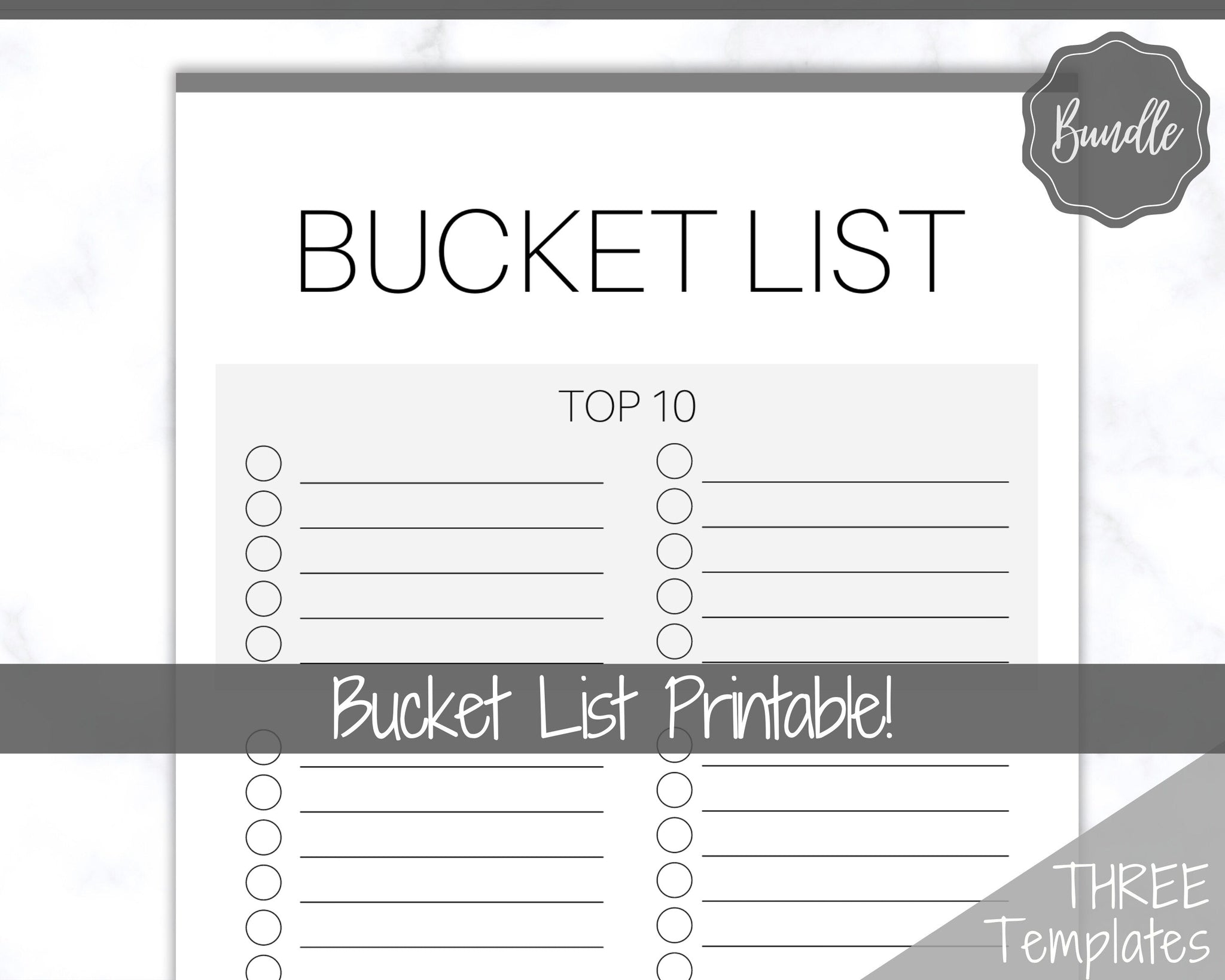 Top 10 List Template Free - bucket list printable mono