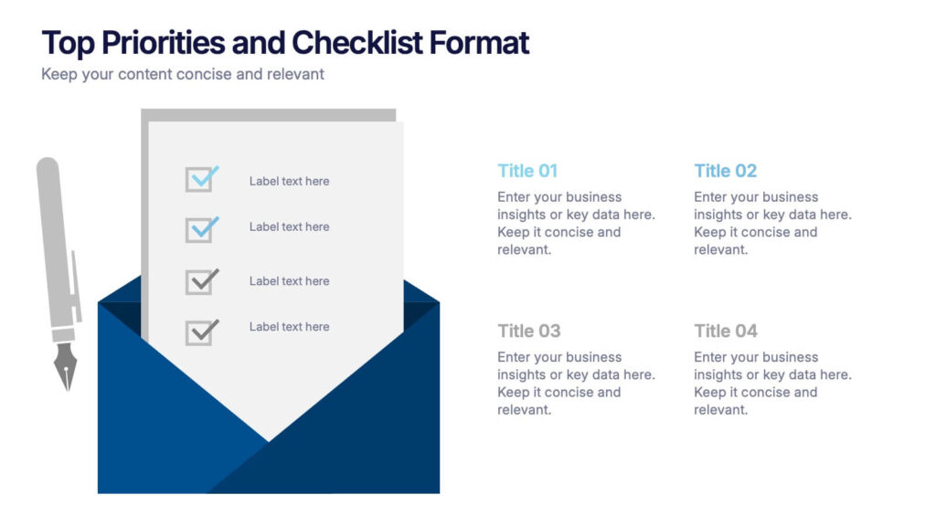 top priorities and checklist format presentation