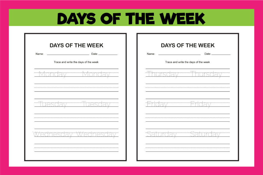 Trace The Days Of The Week – Printable Worksheet Free printable worksheet to trace the days of the week for kids