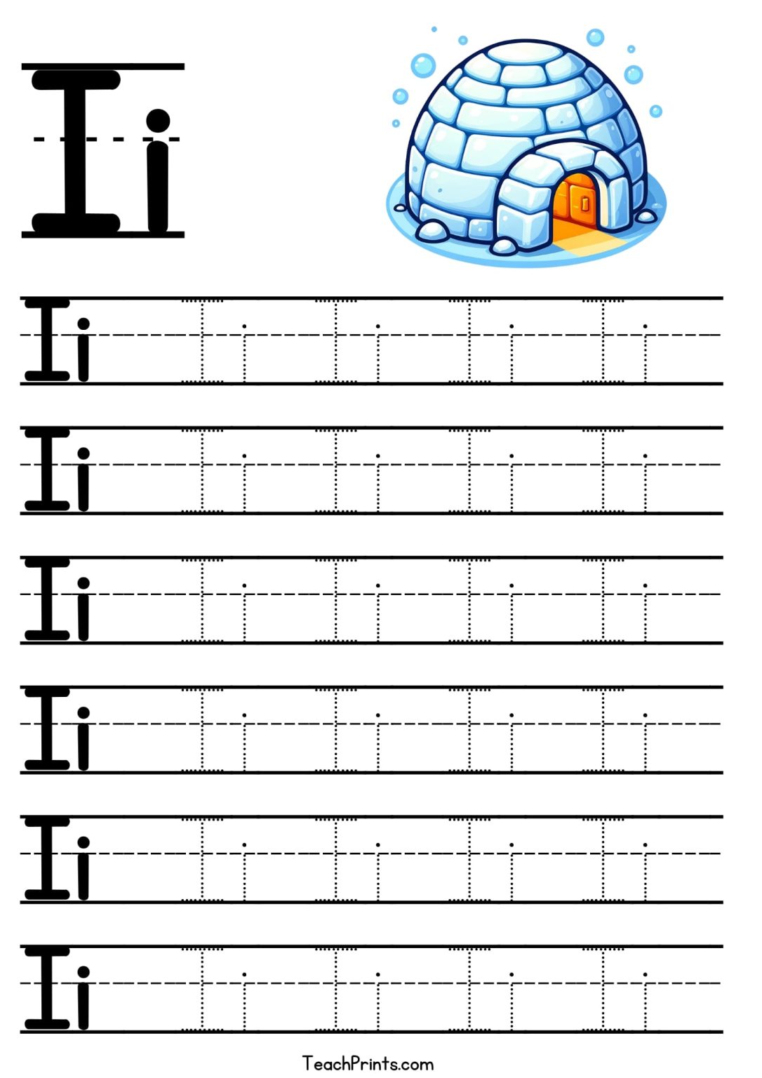 Tracing Letter I Worksheets Free - Letter I Tracing Worksheet - Free Printables - Teach Prints