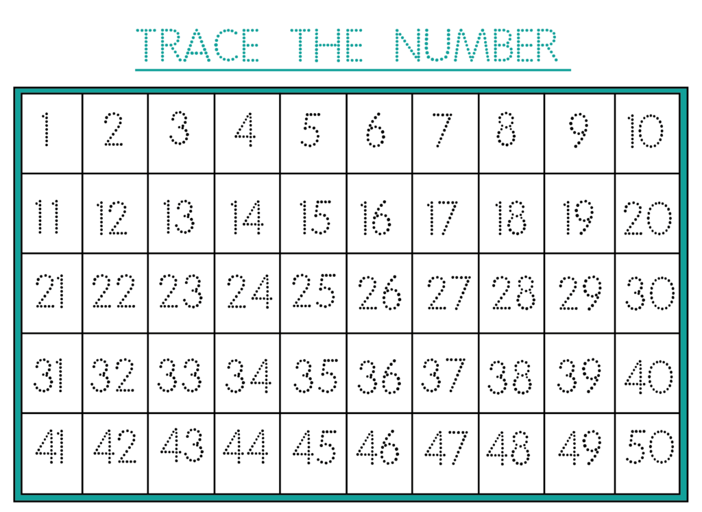 Tracing Numbers 1 To 50 - Art & Collectibles Practice Pages 1 to 50 Numbers Writing Practice Kids ...
