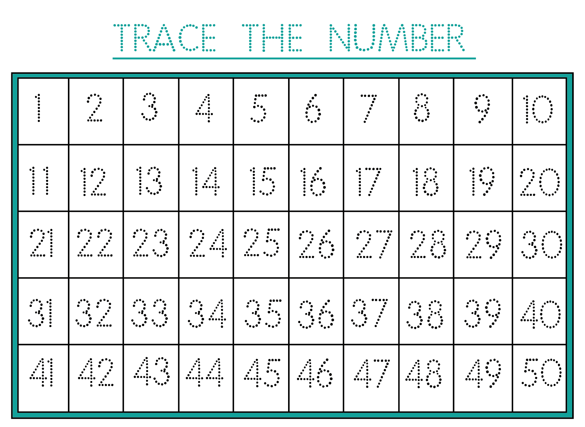 Tracing Numbers 1 To 50 - Art & Collectibles Practice Pages 1 to 50 Numbers Writing Practice Kids ...