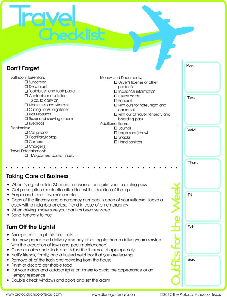travel checklist travel checklist