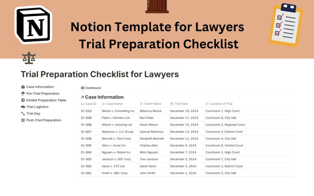trial preparation checklist for lawyers